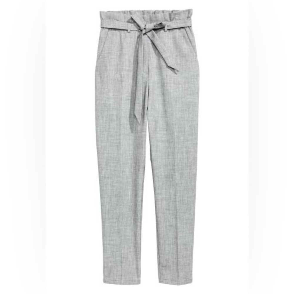 H&M Paper-bag Pants, Light Gray Melange